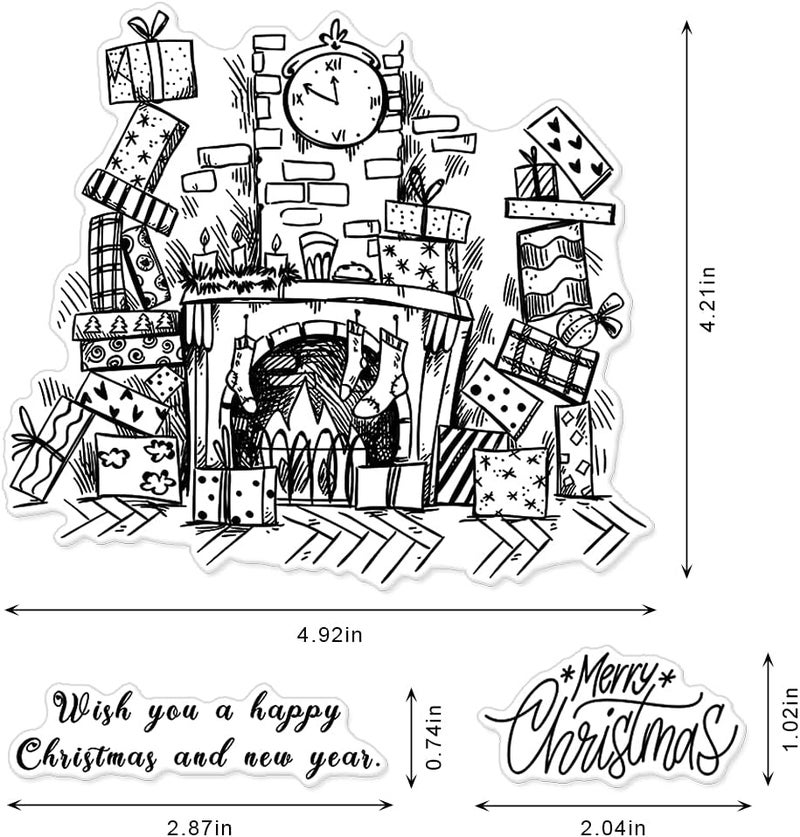 Threetols Merry Christmas Silicone Clear Stamps, Happy New Year Christmas Gift Words Stove Clear Seal Rubber Stamps for Card Making Christmas Crafts Scrapbooking Album Paper Stamps Decoration - Image 2